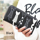 Women Clutch Wallet Cat Leather Long Bifold Purse Zipper Card Holder Handbag Bag