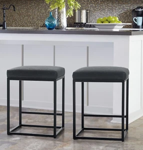 Bar Stools Set of 2 | Counter Height Bar Stools for Kitchen Island | Modern Blac - Picture 1 of 9