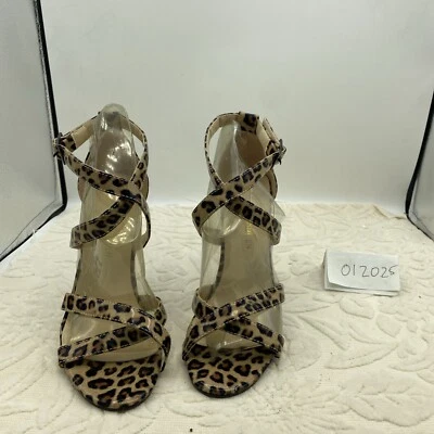 loslandifen💗Sexy Leopard Print Double Criss Cross 4.25" Hi Heel Shoes💗Sz 6 - Image 1 of 4