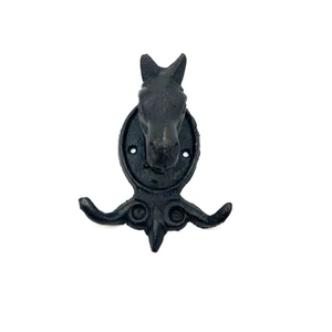 Vintage Cast Iron 3-D Horse Head Double Coat Hook - Picture 1 of 9