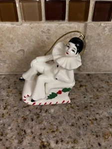 Porcelana Francesa Pierrot Mina Payaso Navidad ORNAMENTOS VINTAGE TAWAIN # 3916 - Imagen 1 de 6