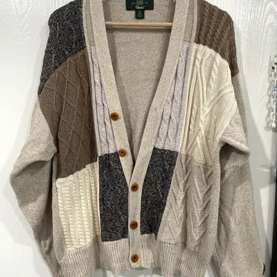 Cárdigan Suéter Tejido Orvis Patchwork Para Hombres Cable Grueso Talla M De Colección Raro Foto 1 de 4