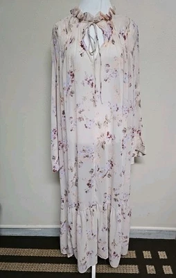NEW H&M Women's Plus Dress Long Sleeve Keyhole Neck Multicolor Floral.Size XXL - Image 1 of 4