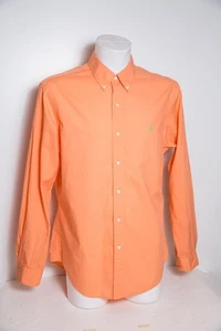 RALPH LAUREN Mens Shirt Large Slim Fit Orange Cotton Long Sleeve Summer - Picture 1 of 14