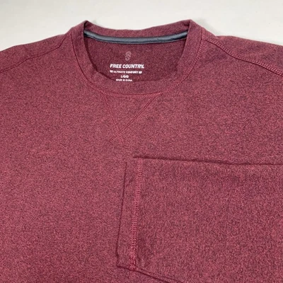 Free Country Micro-Tech Shirt Men's Size Large Maroon Heather Base Layer Crew - Image 1 of 4