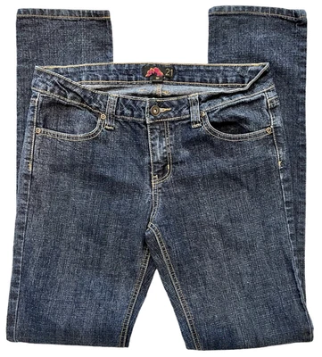 JEANS FOREVER 21 SKINNY 30 AZUL LAVADO OSCURO 30x32 JEANS ELÁSTICOS USADOS USPSGA Foto 1 de 4