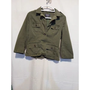 Chaqueta para mujer City Streets verde oliva estilo militar grande mezcla de algodón - Imagen 1 de 3