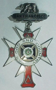 30s 40s *Knight Templar* Sterling / Enamel Medal - SF Calif #41 - Picture 1 of 3