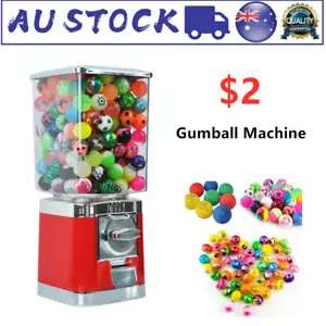 2 Coin Operated Gumball Vending Machine Toys Balls Twisting Dispenser w/Lock - Picture 1 of 8