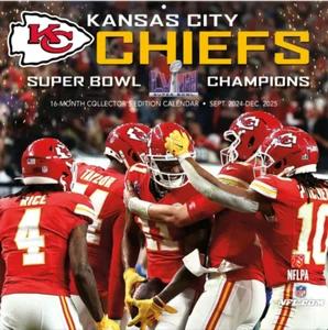 Kansas City Cheifs 2025 WALL CALENDAR Official NFL NEW Super Bowl Champions - Picture 1 of 2