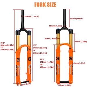 180mm Travel MTB Boost 27.5/29 inch Bike Air Fork 51mm Offset for Fox Factory 38 - Picture 1 of 12