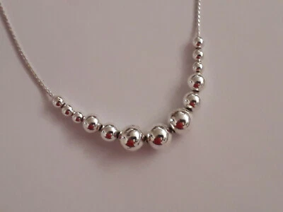 collana moda donna ragazza con catena e palline placcati argento, NUOVA - Immagine 1 di 4