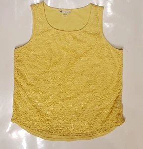 Peter Nygard Damen Tanktop gelb Spitze vorne ärmellos Gr. XL gefüttert - Bild 1 von 7