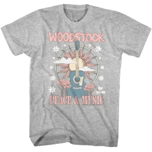 Woodstock Sunshine Acoustic Guitar Peace & Music Men's T Shirt Rock & Soul Merch - Picture 1 of 5
