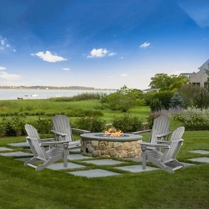 Folding Adirondack Chair Set of 4, Fire Pit Chairs, Outdoor Adirondack Chairs - Picture 1 of 9