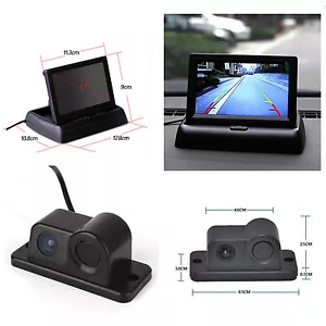 Car Reverse Parking Camera With Radar Sensor 4.3" Foldable LCD Rear View Monitor - Picture 1 of 11