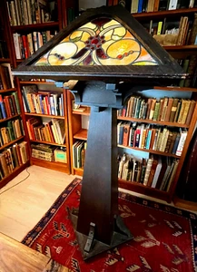 RARE! STICKLEY CRAFTSMAN ART NOUVEAU MISSION STYLE ART GLASS FLOOR LAMP c.1910 - Picture 1 of 13