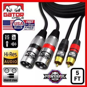 2-XLR Male to 2-RCA Male Cable Dual Patch Splitter Shielded Audio Stereo HD 5FT - Picture 1 of 13