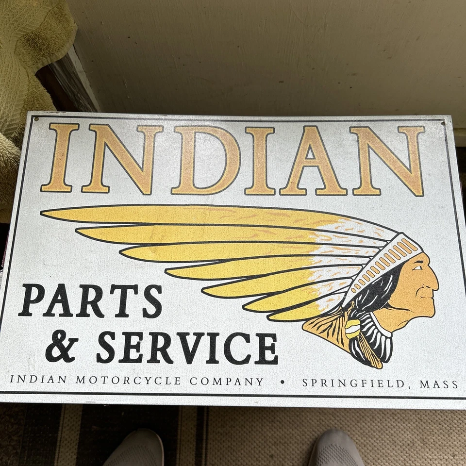 Indian Motorcycles Parts & Service metal estaño letrero decoración de pared 1995 - 583 Foto 1 de 1