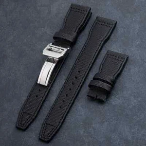 Nylon Leather Watchband For IWC Spitfire Mark 18 Portugieser Portofino Top Gun - Picture 1 of 22