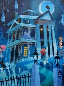 DISNEYLAND DISNEY WORLD HAUNTED MANSION RIDE Art Giclee on Canvas 16" x 12" - Picture 1 of 5