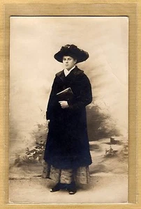 Cpa Carte Photo vintage card RPPC Femme woman mode fashion chapeau vq010 - Picture 1 of 2