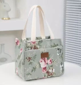Floral Lunch Bag, Insulated Large Capacity Bag, Thermal Cooler Floral Green - Picture 1 of 7