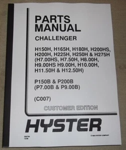 HYSTER H150H H165H H180H H200H H250H H275H P150B P200B FORKLIFT PARTS MANUAL - Picture 1 of 3