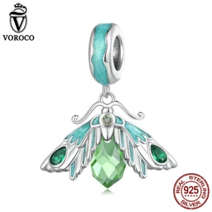 VOROCO Ciondolo Donna Argento Sterling 925 Falena Zirconi Perline Gioielli Fit Bracciali - Foto 1 di 16
