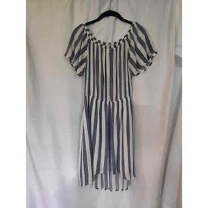 Everly Fit Flare Blue/White Stripped Summer Dress Size M - Picture 1 of 9