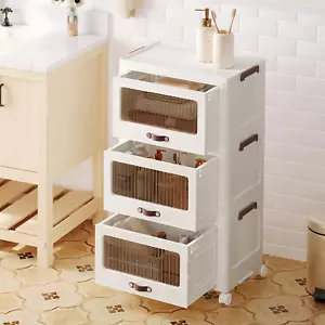 Plastic Storage Bins with Lids, 3 Tiers Stackable Storage Bins with Drawers and - Picture 1 of 12