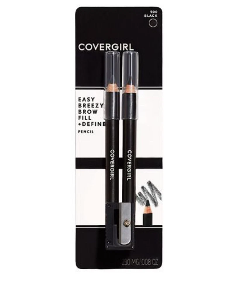 Covergirl Easy Breezy Brow Fill Define Pencil #500 Black Twin pack & Sharpener - Image 1 of 1