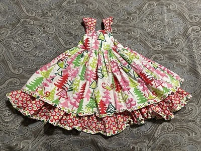 Vestido Jelly the Pug Niñas Multicolor Árbol Navidad Descarado Volantes Línea A Talla 4t Foto 1 de 4