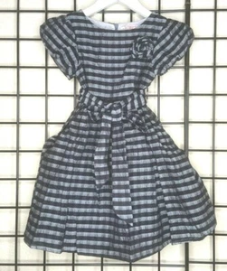 NEW NWT Silver/Black Stripes Beautiful Dress-Mini Treasure Kids PLUSH-RICH 5/6Y - Picture 1 of 12