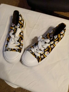 FOCO Womens/Kid NFL Repeat Print Low Top Canvas Shoes Pittsburgh Steelers Size 6 - Picture 1 of 7