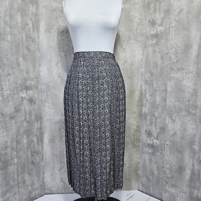 Falda midi plisada acordeón floral rosa crema azul marino vintage años 80 90 jardín Foto 1 de 4