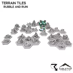 Azulejos de terreno de escombros y ruinas HEXTECH - 6 mm - Wargames mecánicos a pequeña escala 6 mm 8 mm - Imagen 1 de 6