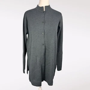 Eileen Fisher Italian Wool Button Front Long Cardigan Sweater Gray Small - Picture 1 of 10