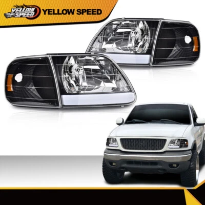 Faros y luces de esquina LED DRL aptos para 97-04 F-150 Expedition negros/claros  Foto 1 de 4