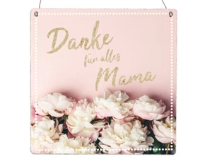 Interluxe Holzschild XL - Danke für alles Mama - Blüten, Flowers, Muttertag - Bild 1 von 2