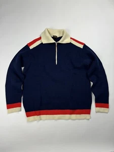 Vintage Sears Sports Center Wool Blend? 1/4 Zip Pullover Sweater Fits M/L Talon - Picture 1 of 6