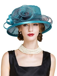 Tea Party Dress Derby Hats For Women Elegant Wedding Hat Flower Fascinators Cap - Picture 1 of 8