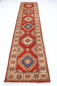 11 ft Hallway Tribal kazak Runner Rug Afghan Hand Knotted Wool Bedroom Rug - Picture 1 of 10