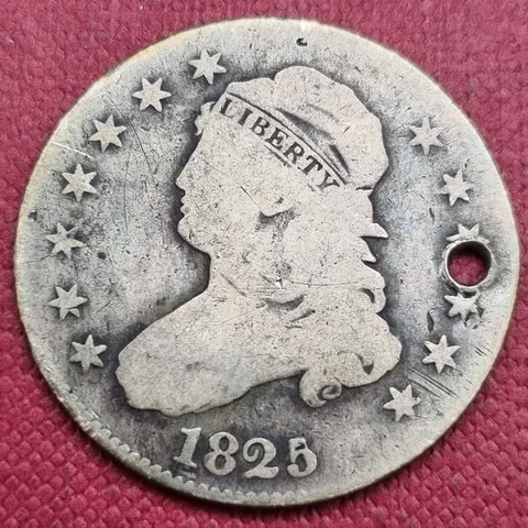 1825 Capped Bust Quarter 25c Circulated VG Details #60252 Cover