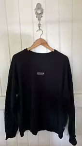 AFENDS Size Medium Recycled Black Crew Neck Jumper Windcheater - Picture 1 of 12