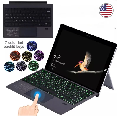 for Microsoft Surface Pro 7/6/5/4/3 Wireless Keyboard Magnetic Backlit Trackpad - Image 1 of 4