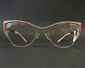 Prada Eyeglasses Frames VPR63Y 14A-1O1 Pink Gold Cat Eye Full Rim 54-19-135 - Picture 1 of 14