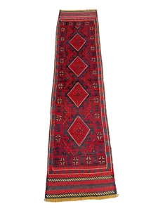Afghan Mushwani Tribal Nomadic Oriental Balouch Runner Rug 1.11x7.7 ft - Picture 1 of 12