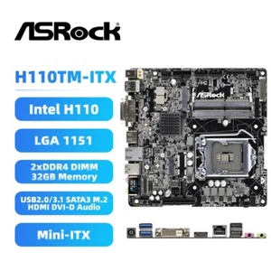 ASRock H110TM-ITX Motherboard Mini-ITX Intel H110 LGA1151 DDR4 SATA3 HDMI M.2 - Picture 1 of 6