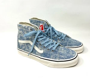 VANS SK8-HI TAPERED Blue Denim Destroy Canvas Sneakers Women's Size VN0A4U169FM  - Picture 1 of 8